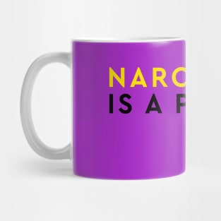 Narcissism Is A Plague Yellow And Black Minimalist Typographic Design Mug